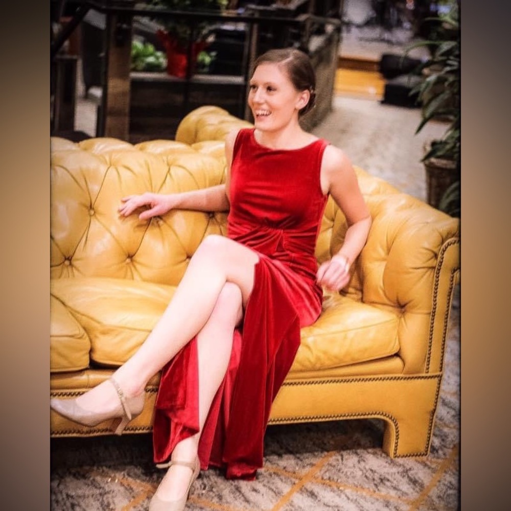 Long Red Velvet Dress small